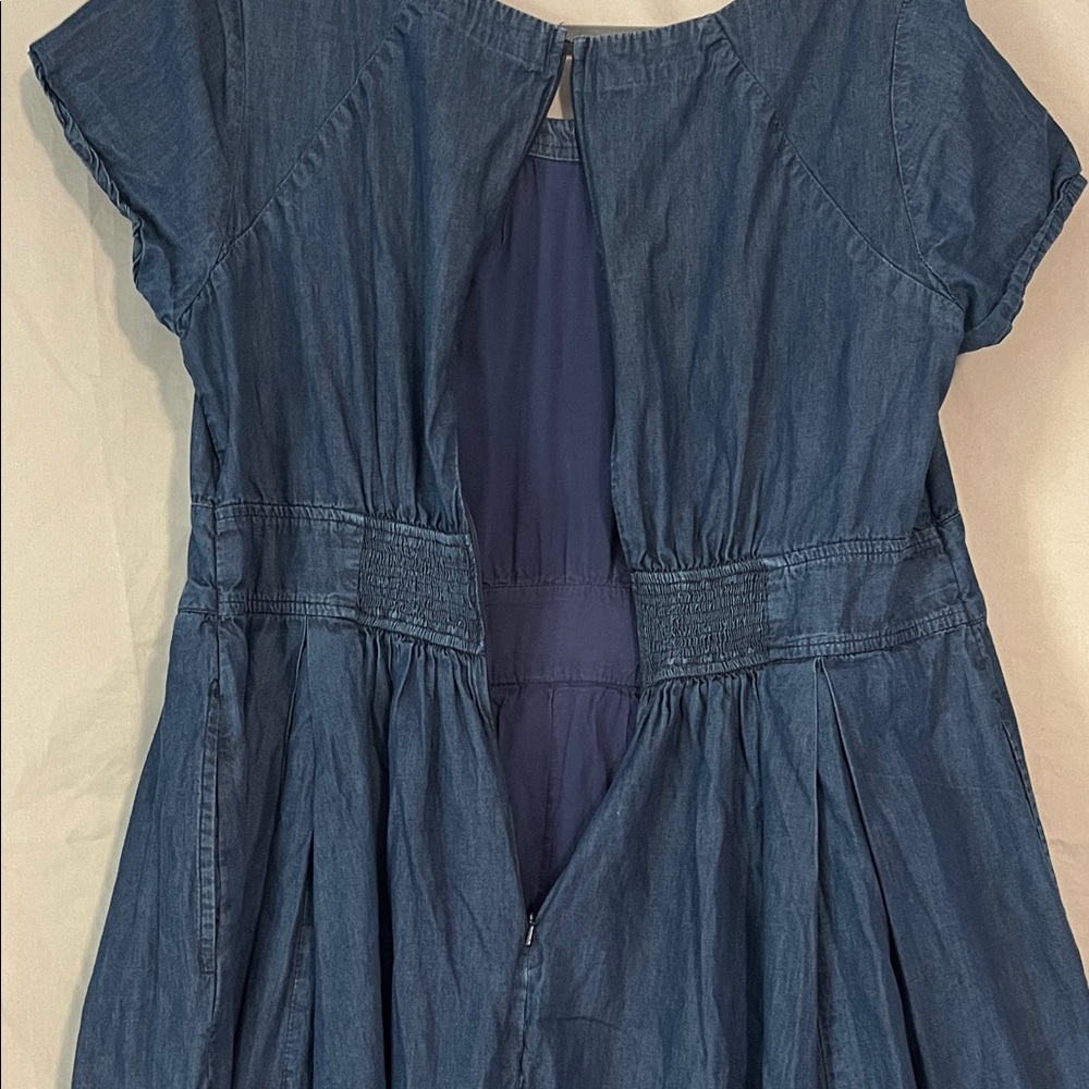 Eshakti Custom Cotton Denim Blue Women's Dress - Picture 5 of 13